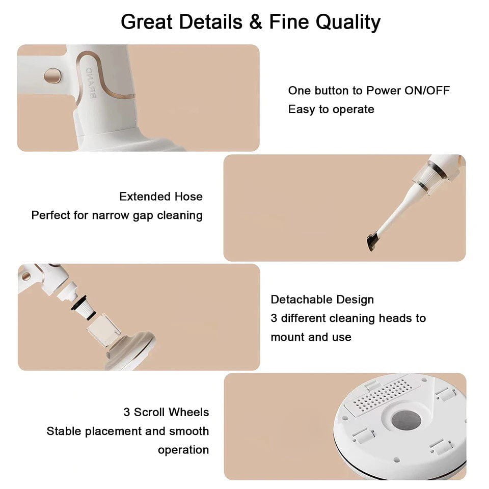 Aspiratore Antiacaro Wireless 3 in 1 | Triplo Filtro HEPA, Batteria Ricaricabile, Ideale per Materassi e Tessuti