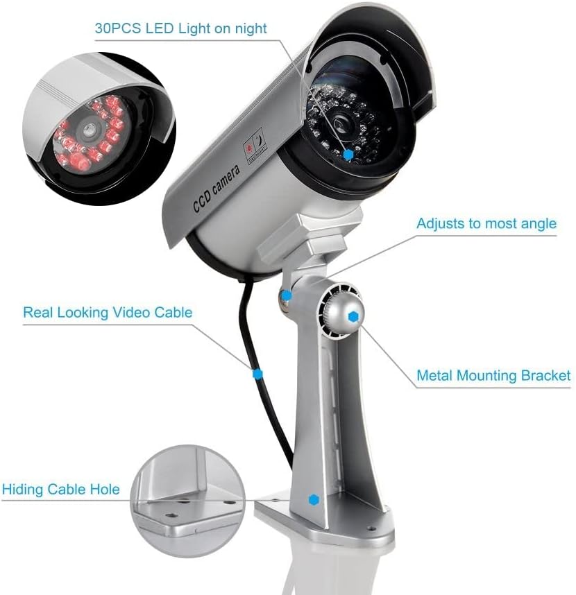 2 Telecamere Finte DUMMY IR CAMERA | LED Lampeggiante | Uso Interno ed Esterno