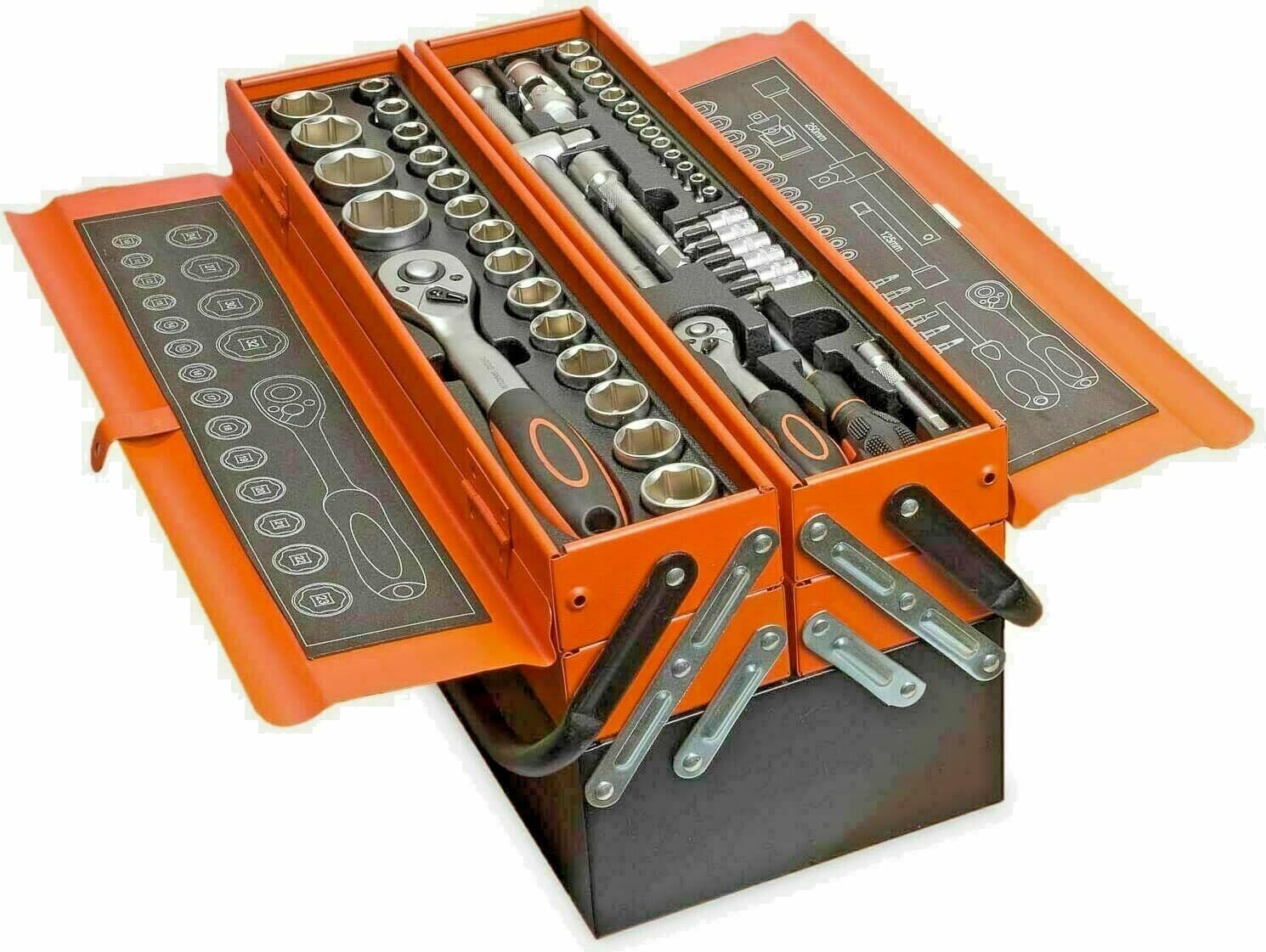 Cassetta Attrezzi Professionale 85 Pezzi | Valigetta in Metallo 5 Scomparti | Acciaio Cromo Vanadio