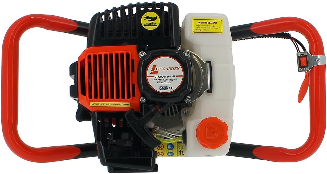 Trivella a Scoppio STAGLUCK 52cc – Motore 2 Tempi Potente | Set 3 Punte 100/150/200 mm | Trapano per Terreno Professionale | Scavatore di Buche per Pali e Piante