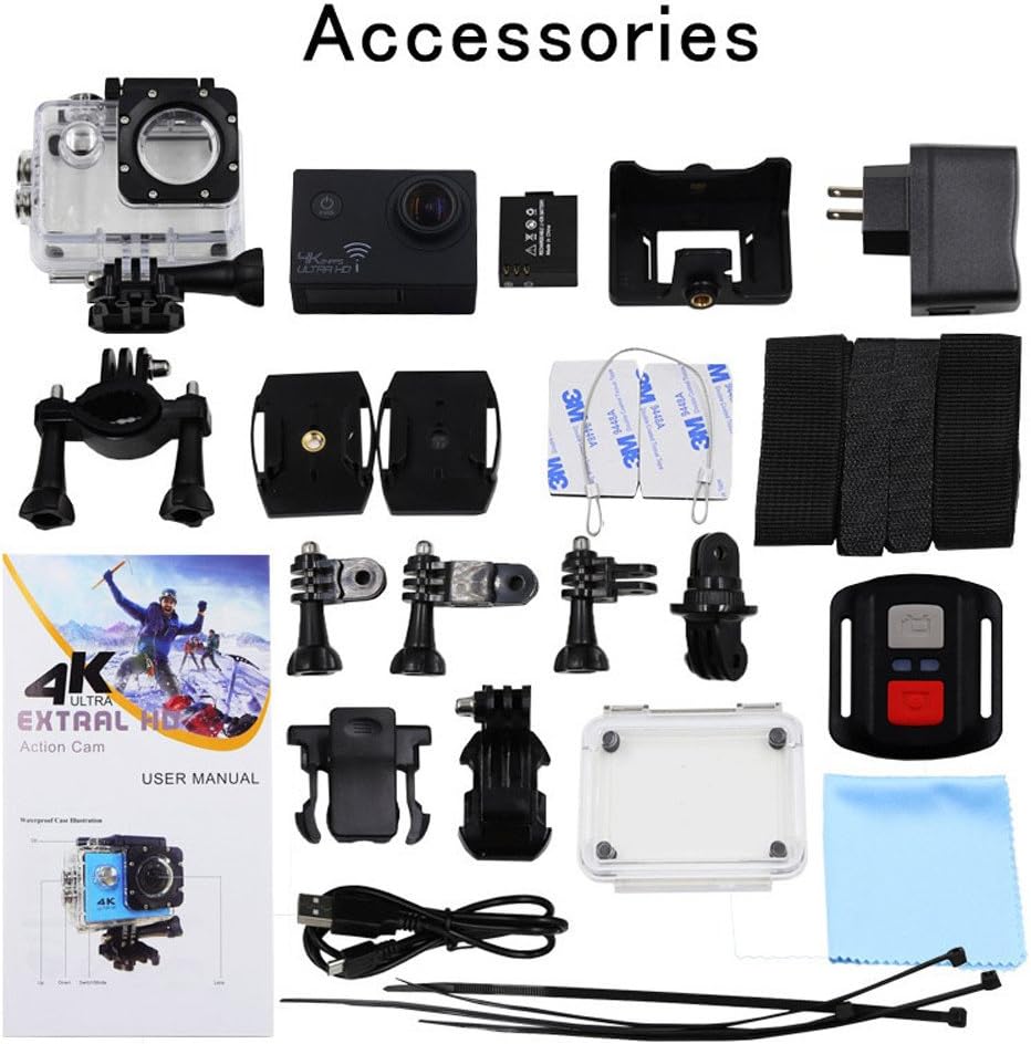 Action Cam 4K Ultra HD WiFi | Impermeabile 30 m + Telecomando Wireless + Accessori Completi