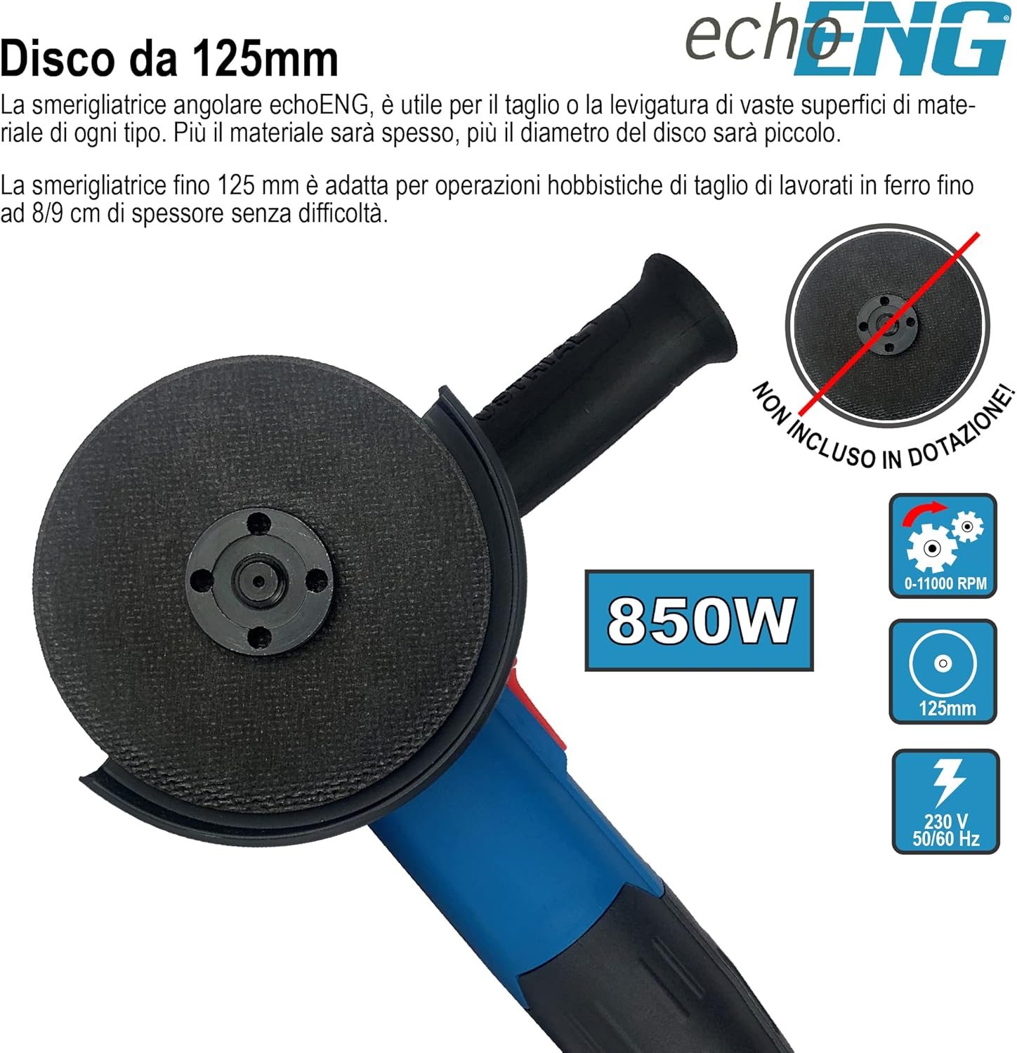 SMERIGLIATRICE ANGOLARE VBN 1100W – DISCO 125MM PROFESSIONALE
