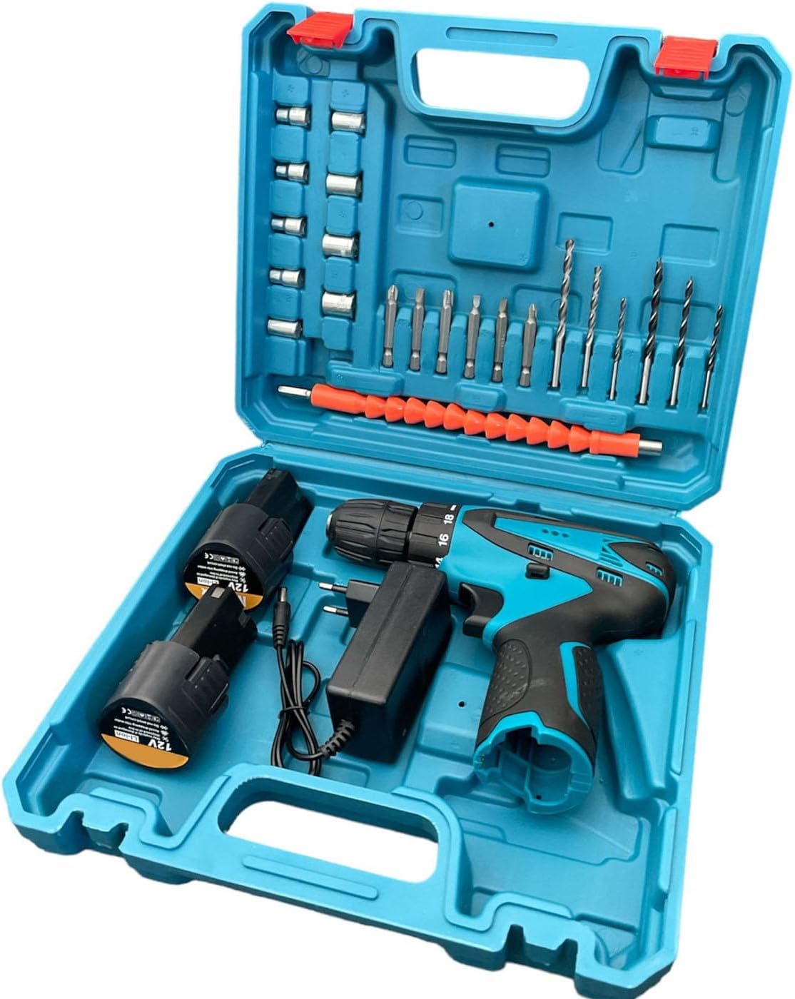 Trapano Avvitatore a Batteria 18V Mulinsen – 2 Batterie al Litio 2.0Ah | Valigetta con Accessori | 25Nm di Coppia | Velocità Variabile e Luce LED