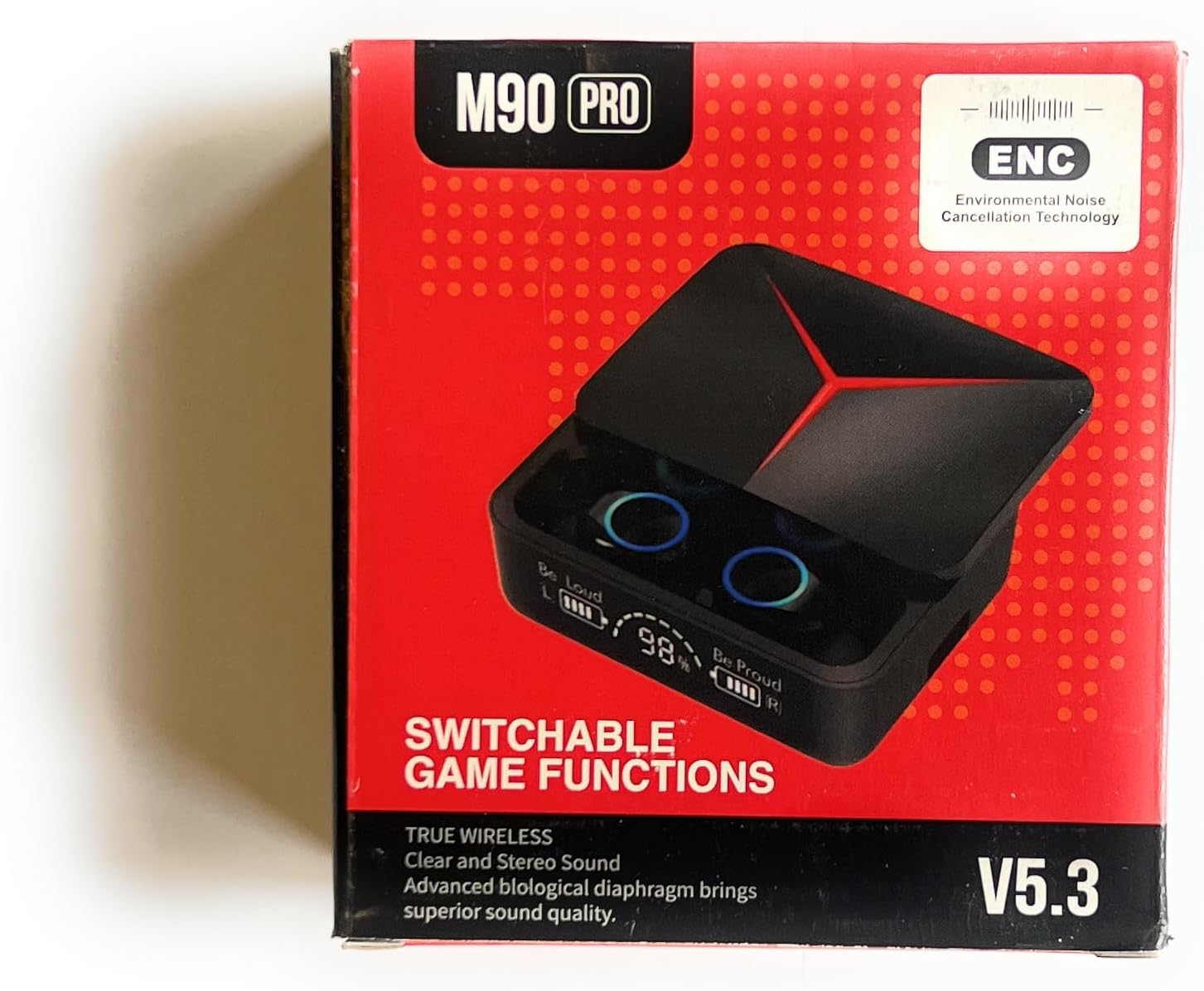 Auricolari Bluetooth M90 Pro V5.3 | Funzione Gaming, ENC, Display LED, Bassi Potenti, Zero Delay