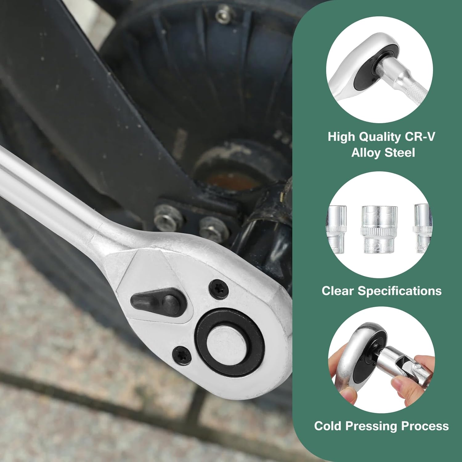 Set bussole e chiavi a cricchetto professionale con valigetta rigida – 108 pezzi