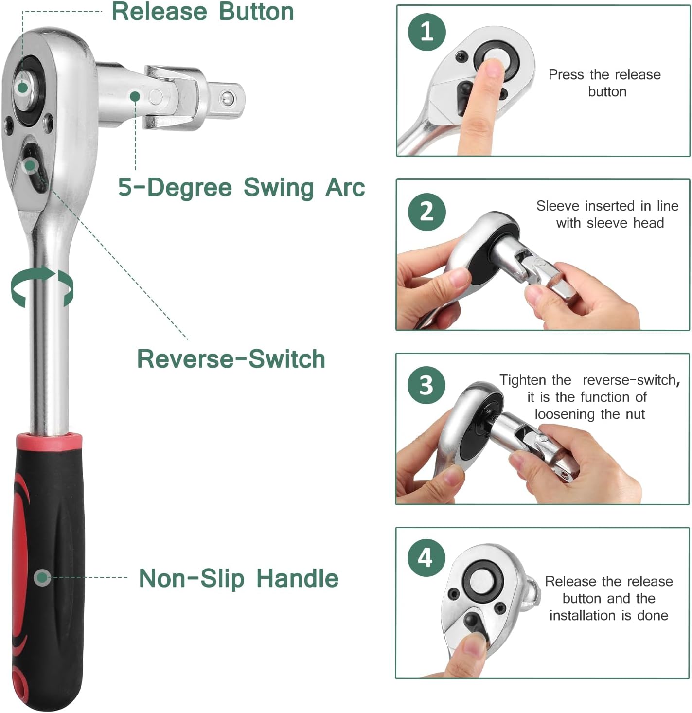 Set bussole e chiavi a cricchetto professionale con valigetta rigida – 108 pezzi