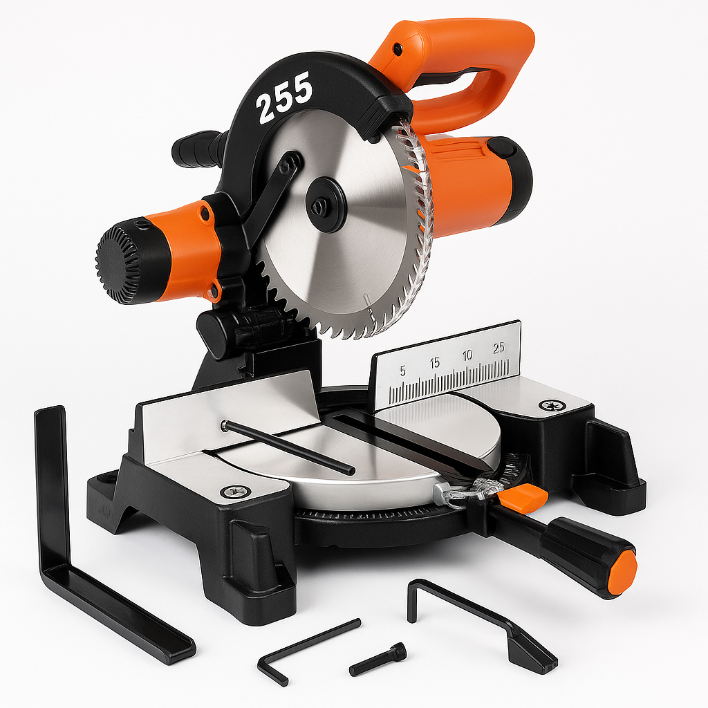 TRONCATRICE HAINA 255MM PROFESSIONALE – SEGA CIRCOLARE DA BANCO PER LEGNO, METALLO E PVC