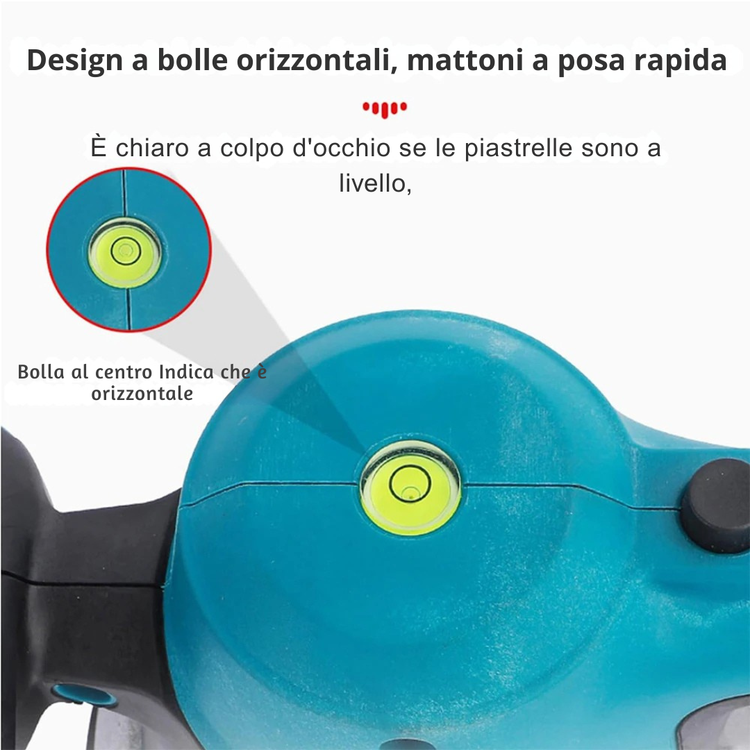 Vibratore per Piastrelle Elettrico 12V Brushless – Livellatrice per Pavimenti e Rivestimenti con Batteria al Litio 5.0Ah | Coppia 30Nm | Ø240mm