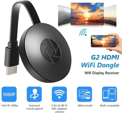 Adattatore HDMI WiFi G2 | Dongle Wireless 1080p – Mirroring Smartphone su TV, Android/iOS/PC