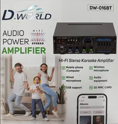 Amplificatore Hi-Fi Bluetooth D.WORLD DW-016BT | Potente Audio Stereo 300W | Karaoke, USB/SD, EQ Master